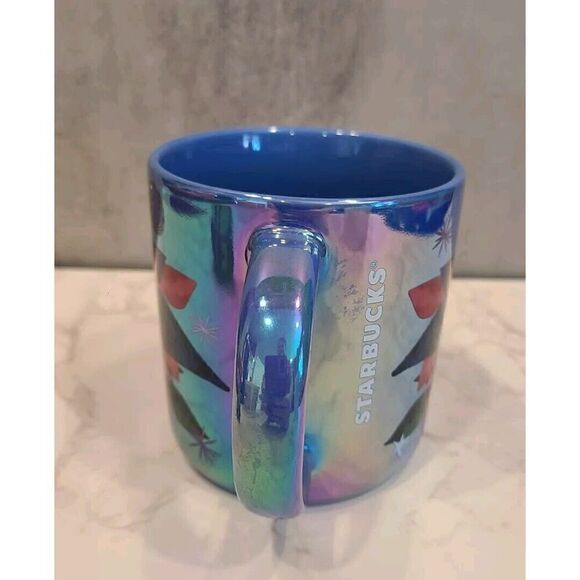 Starbucks Holiday 2023 Ceramic Coffee Mug Iridescent Poinsettia Flowers 14 oz. - Picture 2 of 8